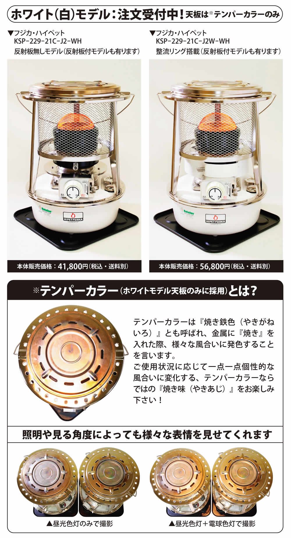 販売型式白モデル テンパーカラー